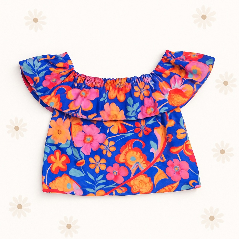 Flying Tomato Pink and Blue Flutter Sleeve Blouse